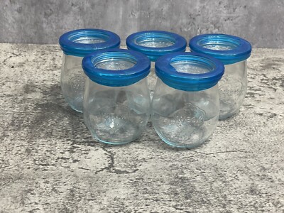 5 WECK TULIP GLASS JARS SEALED Canning Jelly Jam 220ml 60mm 3.5'' high NEW