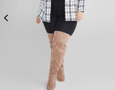 Fashion To Figure Over The Knee Boots Taupe Size 14w Wide Calf