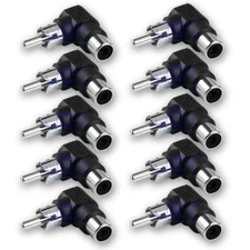 10X Right Angle Audio/Video RCA/Phono Male to Female Adapter 90 Degree LOT