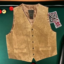 Famous Wear Dual Control Men’s & Women's Brown Leather Swede Vest, Size Lg.