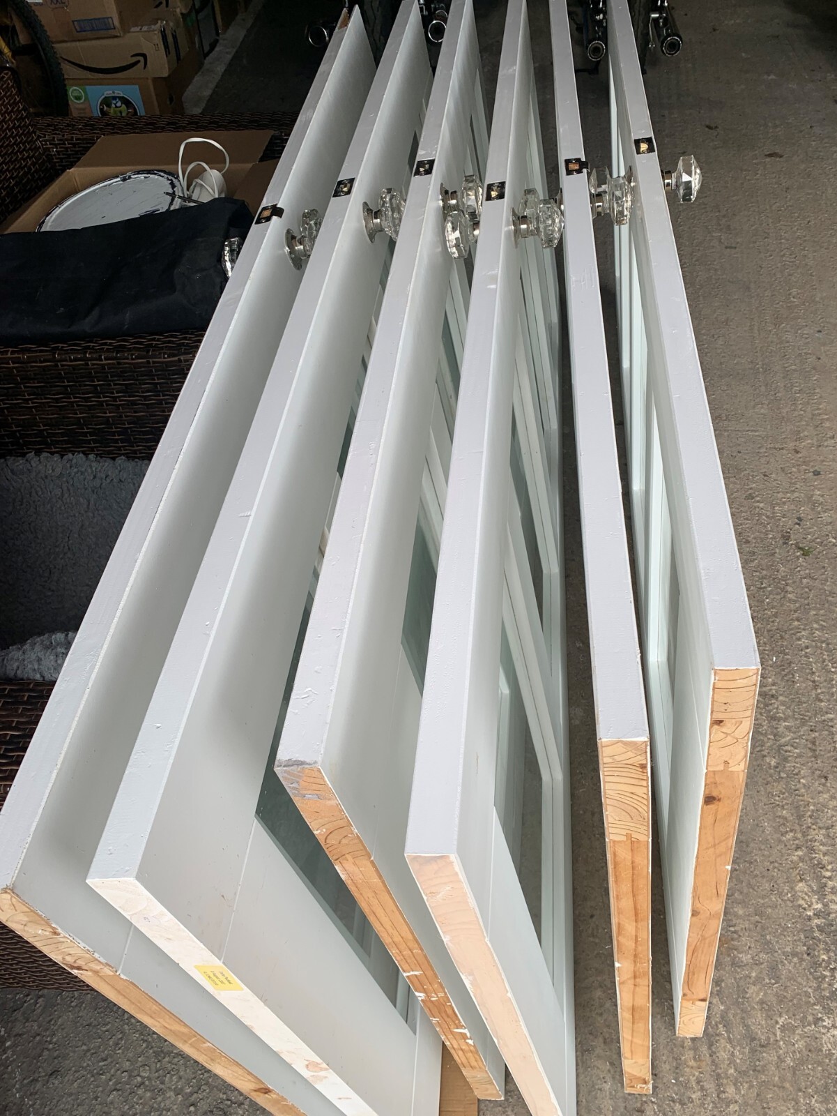 8 x White Wood Timber Framed Glass Internal Doors eBay