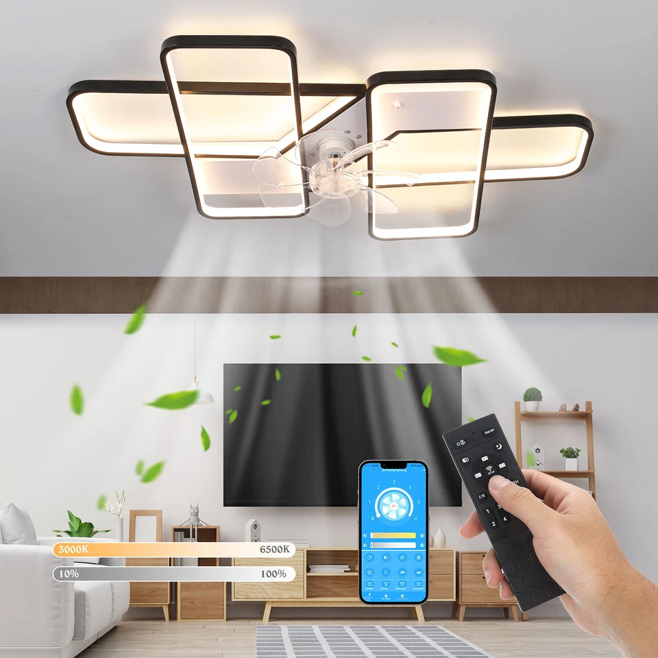 OYAJIA Deckenleuchte mit Ventilator Deckenventilator mit Beleuchtung App Fernbedienung
