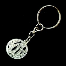 Allah Rhinestone Quran Prayer Islam Keyring Keychain Silver Tone