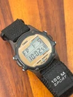 Vintage Timex Men's Watch Gold Face Digital Date Nylon Band 37mm New Battery
