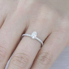 0.5ct Oval Cut Certified Moissanite VVS1 Engagement Wedding Ring Size 3-12 M6936