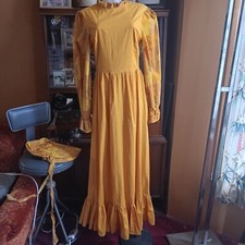 1OF1 Vintage 70's Floral Maxi Prairie Dress Ruffle Bonnet Puff Sleeves Handmade