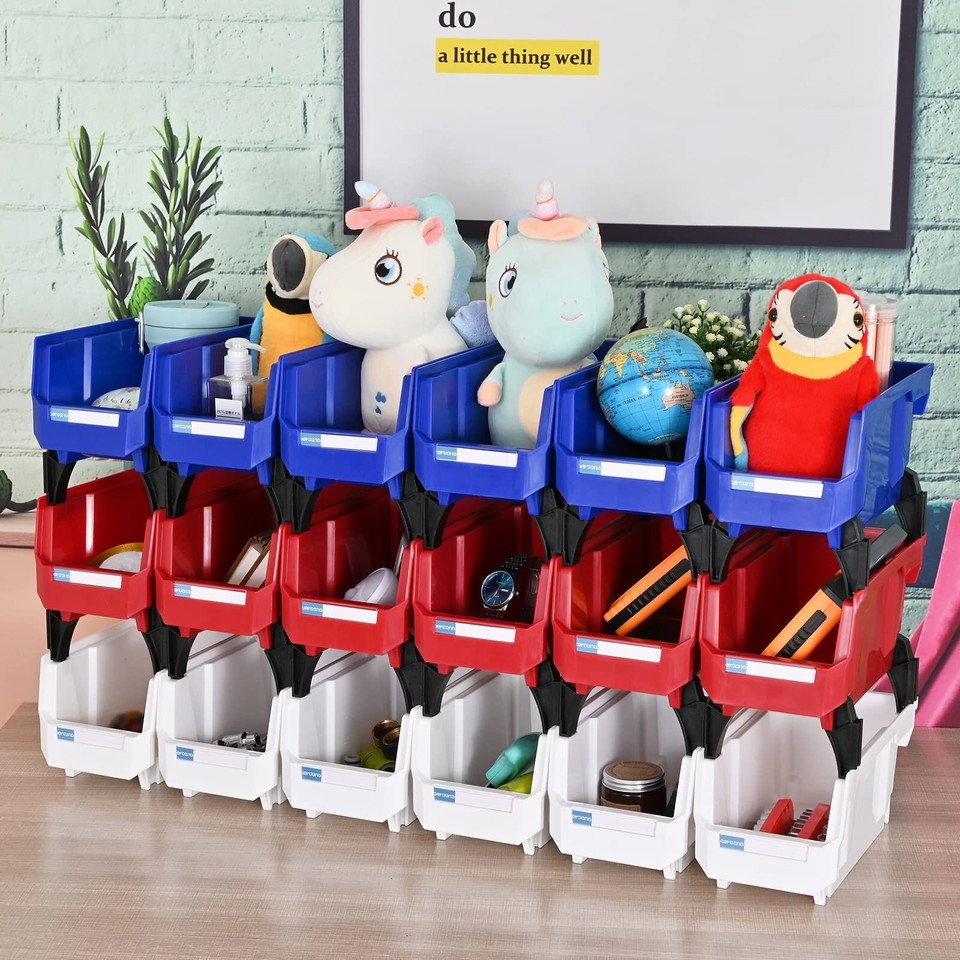 Wall Mounted Hanging Bins Plastic Stackable Storage Bins Parts Storage