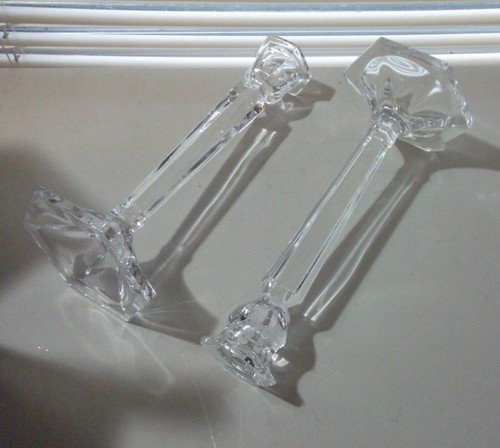 Shannon Harmony Crystal Candle Holders Pair 8.25" - Picture 3 of 4