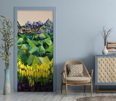 3D Tulips Hillside C147 Türbild Wandbild Wandtattoo Türaufkleber Allan P Sinsin