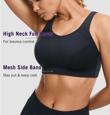 Syrokan Wirefree High Impact Max Support Sports Bra Black A254 Size 38C NWOT