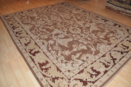 _HANMDADE_RUG_ 9x12 Ft. GENUINE Mahal AUTHENTIC mocha light brown plum rust sand - Picture 10 of 12