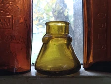 PRETTY YELLOW AMBER CARTER'S 1897 MADE IN U.S.A. CONE INK BOTTLE HAND BLOWN