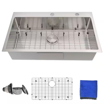 #ad 33 X 19 In. Drop In Kitchen Sink 16 Gauge Stainless Steel Single Bowl Top Mount $204.81