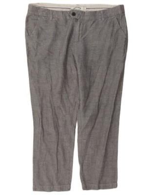 Fat Face Damen Crop Slim Chino Hose UK 14 Large W36 L26 Grau Leinen AA08