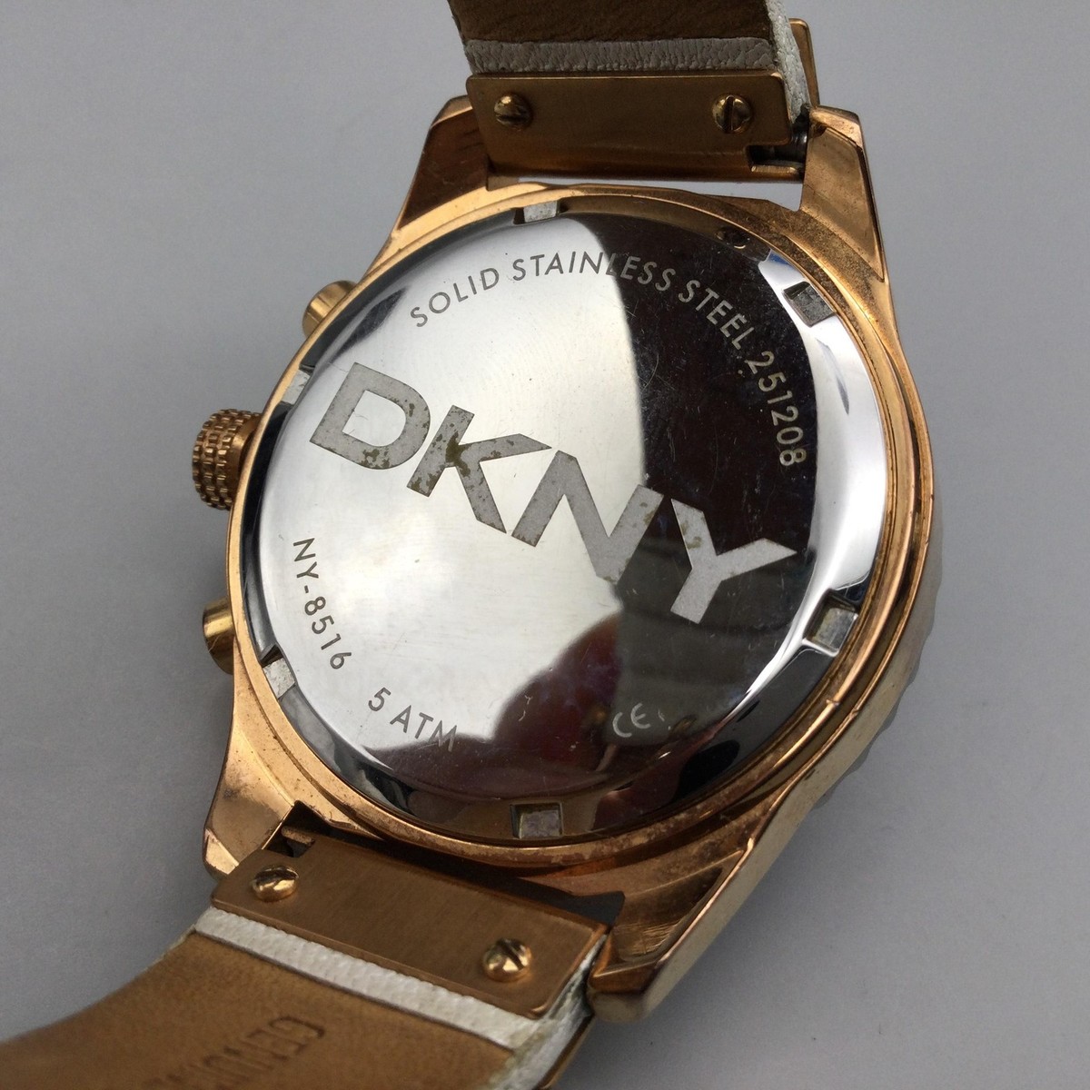 DKNY Watch Womens 38mm Gold Tone Chronograph Brown Leather  display picture 2