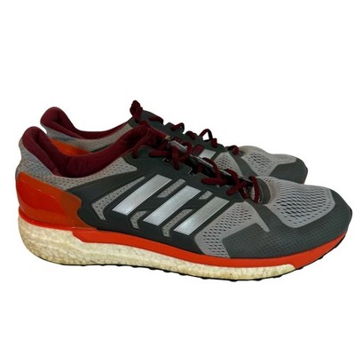 Adidas Supernova ST Mens Running Shoes Grey Orange Burgundy Sneaker Size 14