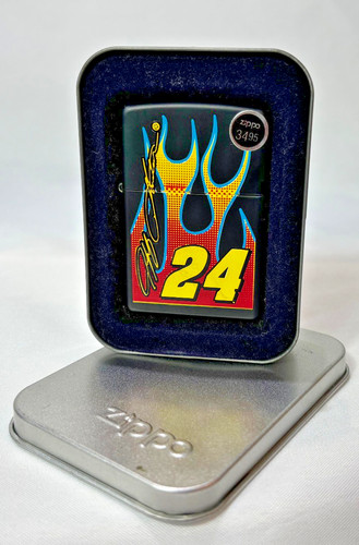 2010 Zippo Lighter JEFF GORDON #24 Nascar Flames Sticker Sealed In Tin