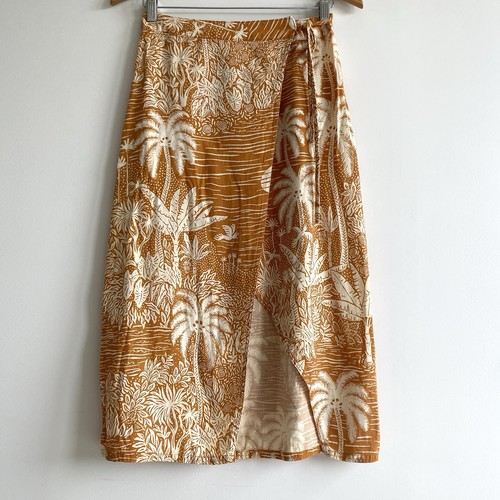 Desmond & Dempsey H&M Leinenmischung Wickel Midi Rock Gr. 2 34 Palmen Boho Strand - Bild 2 von 13