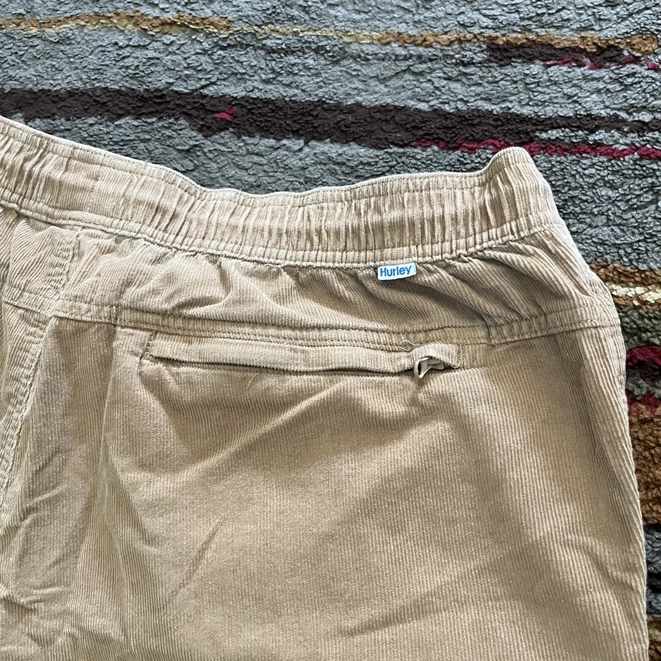 Hurley Shorts Mens 2XL Tan Corduroy Drawstring Casual Elastic Waist Pockets - Image 4 of 4