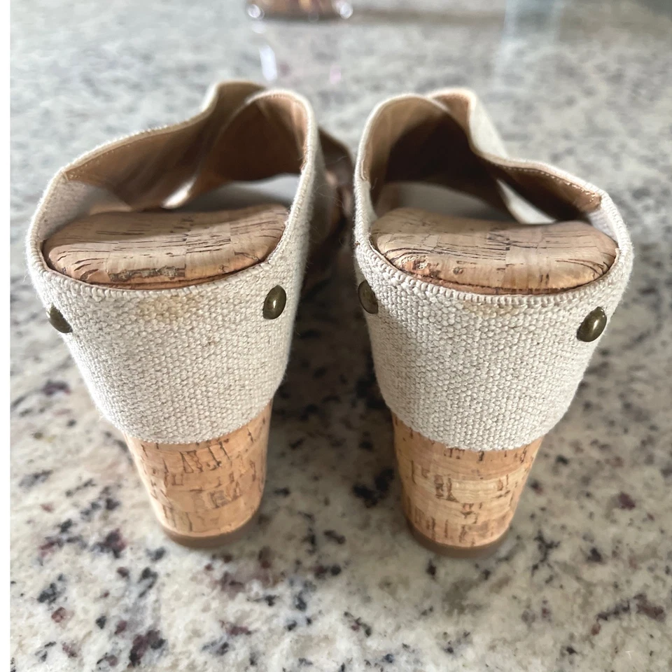 Sandalias de cuña Lucky Brand Mykayla beige corcho plataforma correas cruzadas 9M Foto 4 de 4