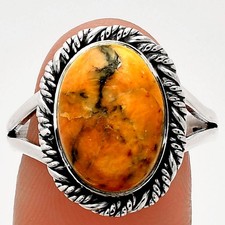 Natural Honey Dendritic Opal 925 Sterling Silver Ring s.9 Jewelry R-1014