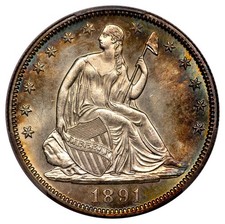 1891 50C Liberty Seated Half Dollar PCGS MS64
