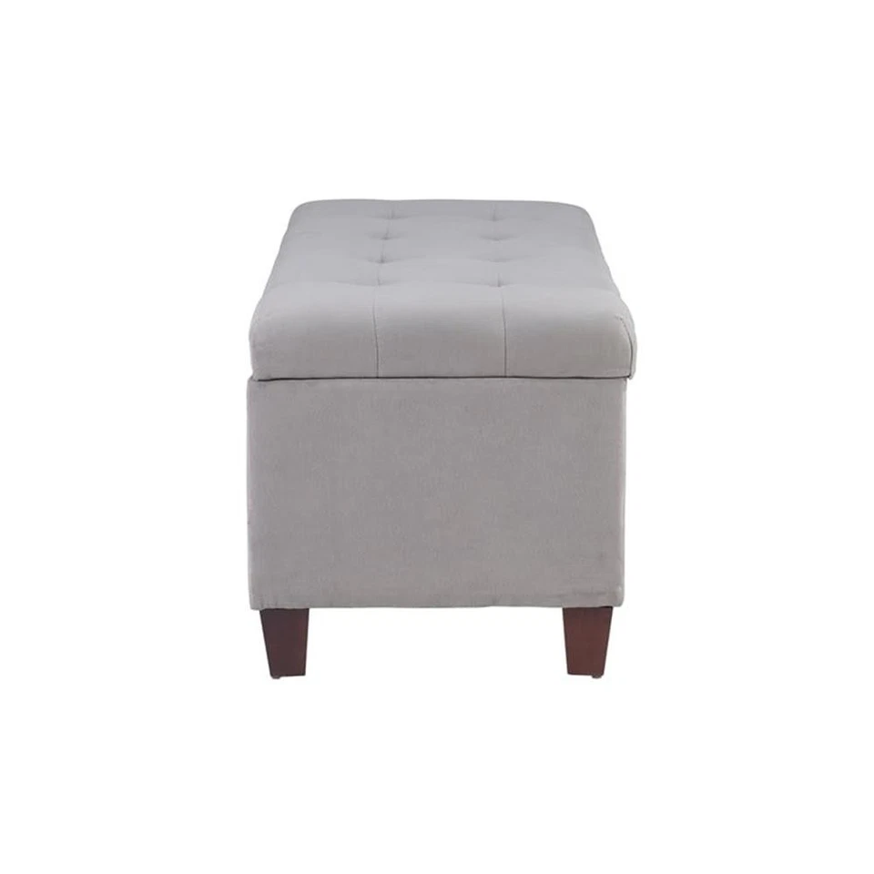 Pemberly Row Transitional Microfiber Shoe Storage Ottoman in Gray - Image 4 of 4