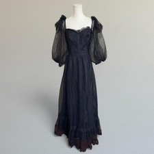 70s Victor Costa black tulle dress sz. S