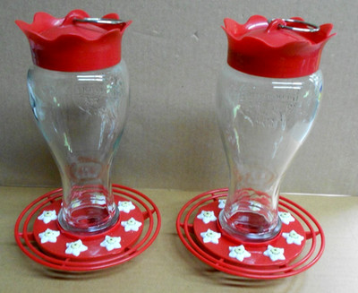 Set of 2 Pennington Glass Hummingbird Feeders 16oz Nectar Capacity
