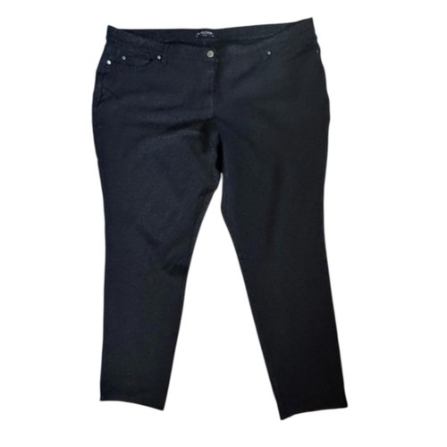 Eileen Fisher 20W Pantalone Nero Jacquard Slim Caviglia Elasticizzato Minimalista Chic P15 - Foto 2 di 9