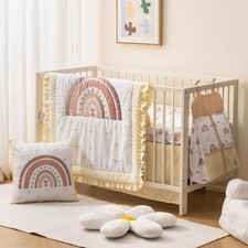 5-Piece Crib Bedding Set for Boy Girls, Nursery Bedding Standard Size with Bo...