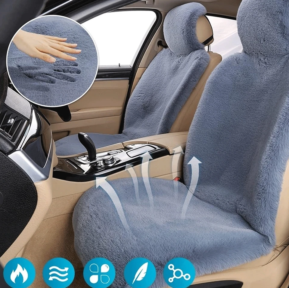 For Saab 9-3 Car Front 2 Seat Covers Sheepskin Warm Cushion Protector Pad Mat Foto 2 de 4