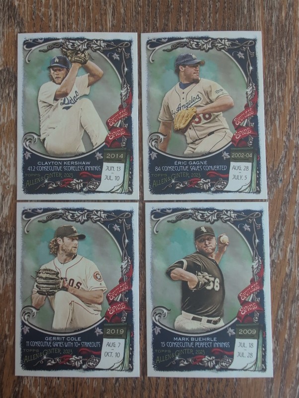 2023 Topps Allen Ginter Spotless Spans Lot X4, Kershaw, Gagne, Cole, Buehrle