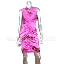 $1,095 VERA WANG DRESS WAVE PRINT SILK BLEND SLEEVELESS RUCHING DETAIL sz 4