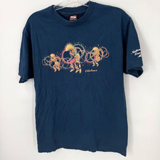 Vintage 90s Kokopelli T Shirt Large USA Made Oklahoma Cowboy Museum Blue