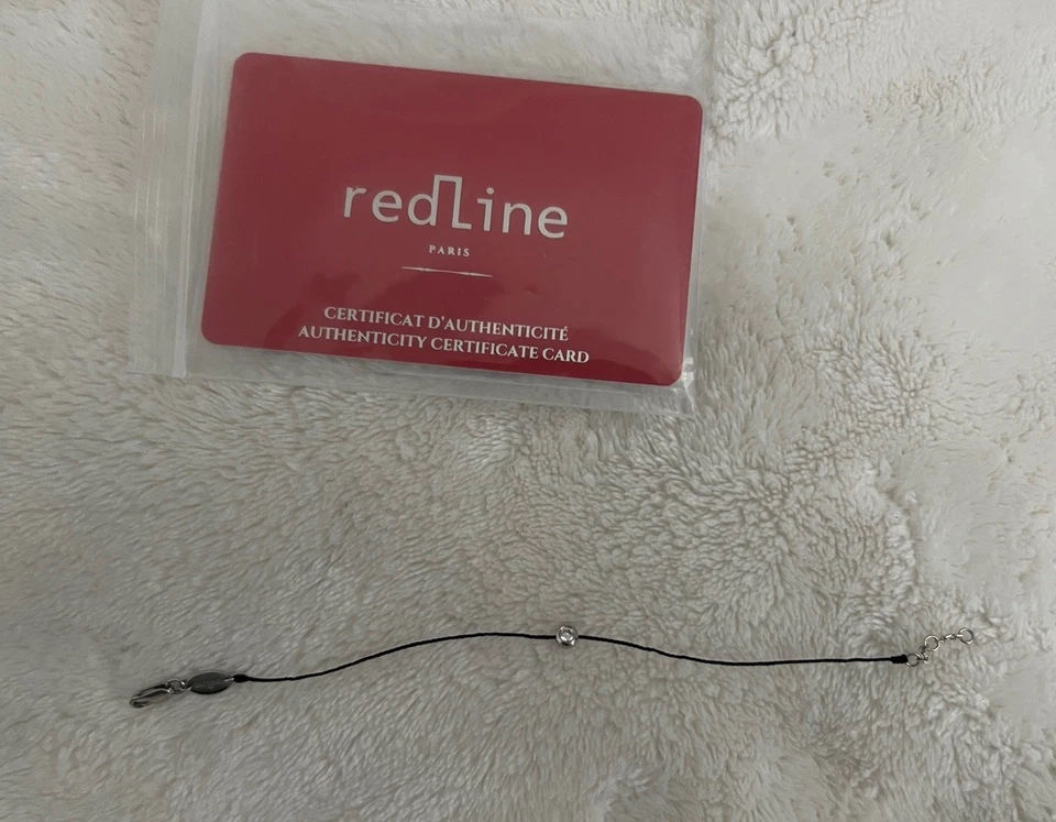 Brazalete Redline Diamante Puro Oro Blanco Cordón Negro 16.5cm Unisex Auténtico Nuevo Foto 2 de 4