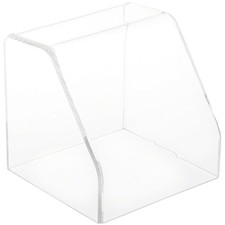 Plymor Clear Acrylic Slanted Front Display Case with No Base, 4" x 4" x 4"