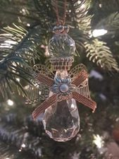  Acrylic Vintage Angel Christmas Tree Ornament Gold Accent