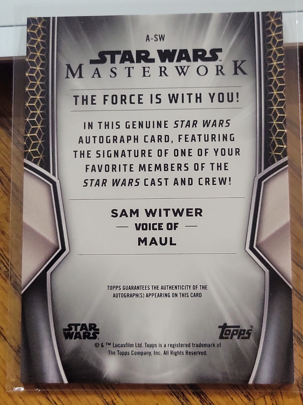 2025 Topps Star Wars Masterwork Darth Maul auto Sam Witwer view 2