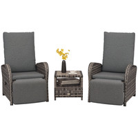 Outsunny 3 Pieces Rattan Bistro Set with Cushions for Outdoor, Brown