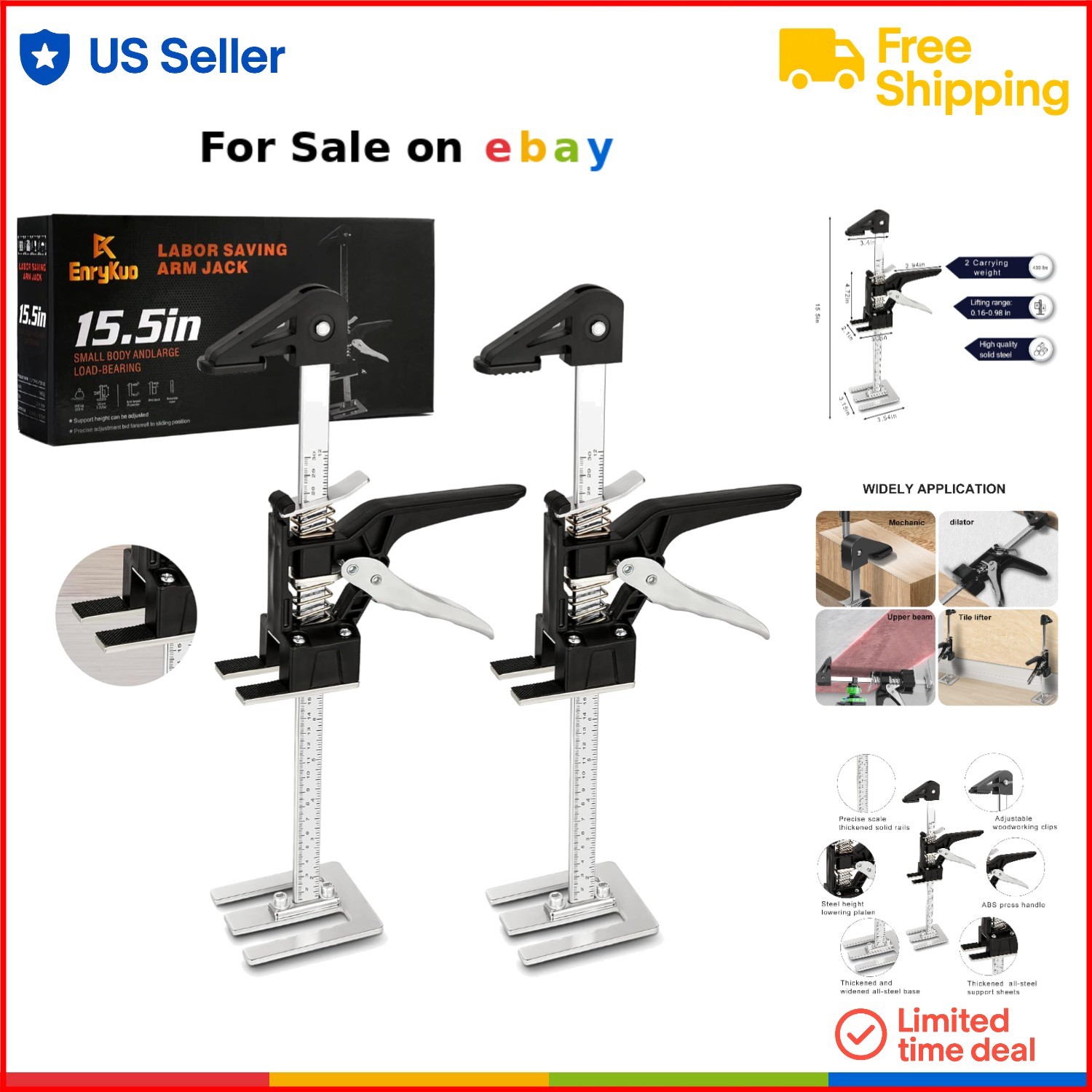 Furniture Lifter Jack Stainless Steel 15.5 Inch Labor Saving Hand Tool Wall Tile