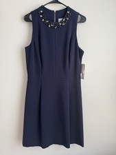 NWT Eliza J Navy Blue Beaded Embellished Cocktail Party Dress Sleeveless Size 12