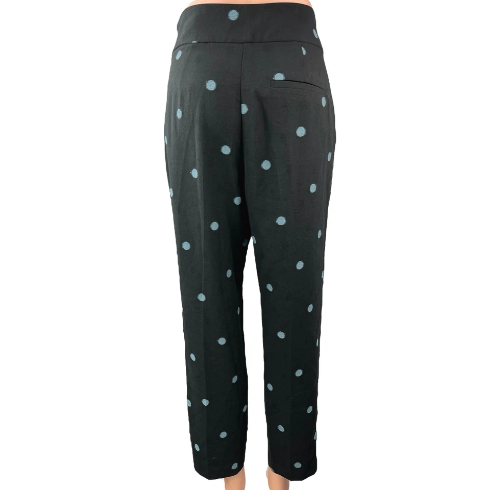 Pantalón Zara Negro Azul Lunares Cónico Cintura Alta Plisado Corto Tobillo Pantalones S Foto 3 de 4