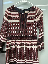 Loft Women's Long Sleeve Geometric Pattern Dress - Size XS