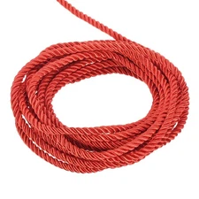 Twisted Cord Trim, 5 Yard 5mm 3-Ply Twine Braided Rope Thread,Red