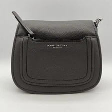 MARC JACOBS Gray Pebbled Leather Empire City Crossbody Saddle Bag D1129329