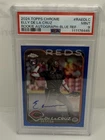 Elly De La Cruz 2024 Topps Chrome Blue Refractor Rookie Auto RC /150 PSA 9