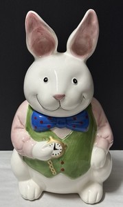 W.C.L Alice In Wonderland Decorative Collectible White Rabbit Cookie Jar