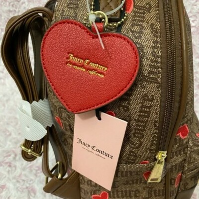 JUICY COUTURE Brown with Red Hearts Mini Backpack New Juicy Couture Backpack Purse Women main image 2