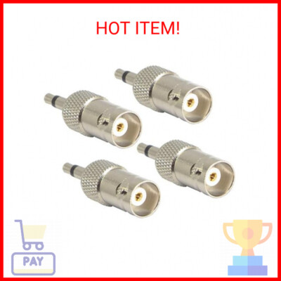 XMSJSIY 3.5mm Mono to BNC Adapter, BNC Female Jack to 1/8'' TS Male Plug Nickel-P